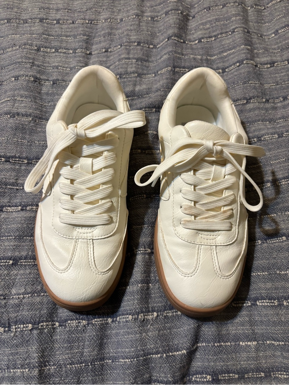 Dolce Vita White Leather Sneakers with Gum Sole